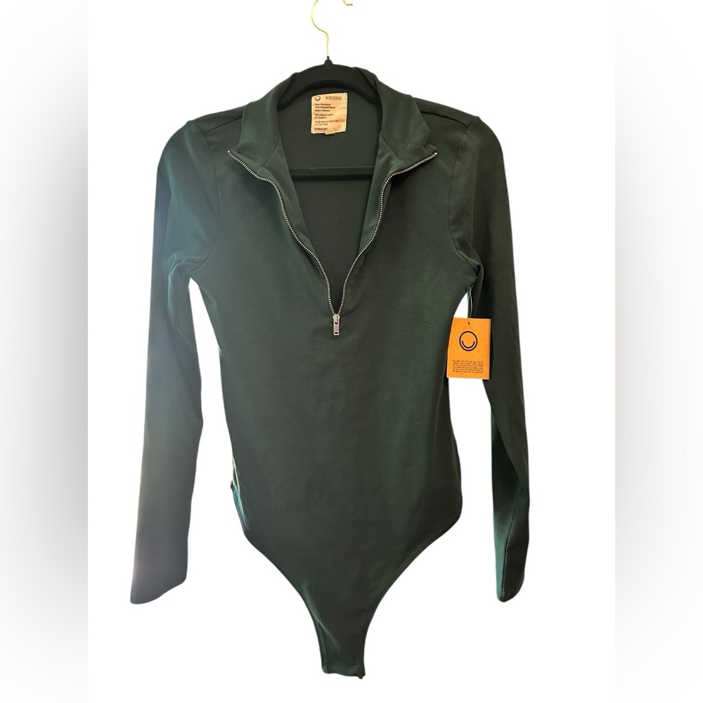NWT Pact Dark Green Women's Bodysuit - Picture 1 of 9